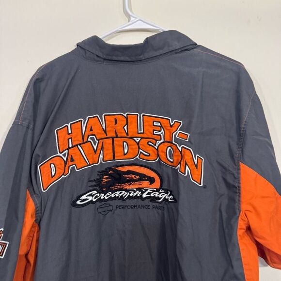 Harley Davidson Screaming Eagle Short Sleeve Button Down Shirt - Picture 4 of 6